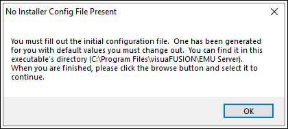 Server Installer First Run Message