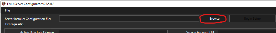 Begin Setup Button