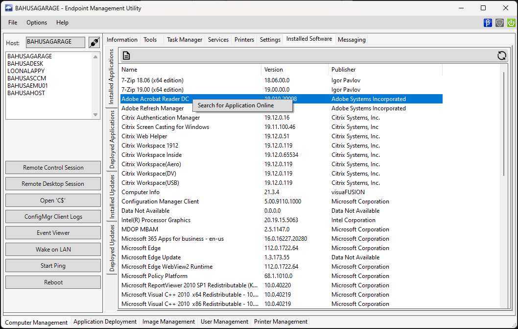 Installed Software Preview