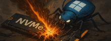 Image of a literal Windows Bug Killing an SSD